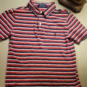 Ralph Lauren Red and Blue Striped Polo